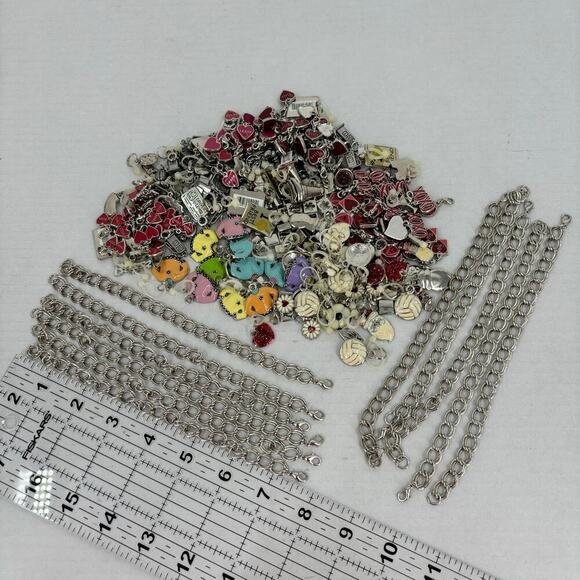 Bracelets and Jewelry Charms Silver Tone Over 130 Pieces and 11 Chain Bracelets - Picture 9 of 9